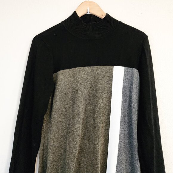 INC Color Block Knit Tunic Sweater Dress Women Sz L Long Sleeve Viscose Blend - Picture 3 of 15